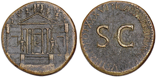 Tiberius with Concordia Temple Coin